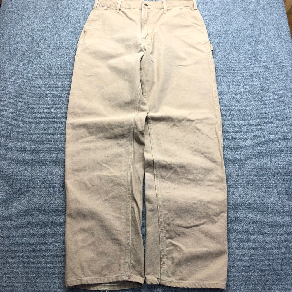 Carhartt Mens Tan Duck Canvas Loose Fit Carpenter Pants B11-BRN 34x34